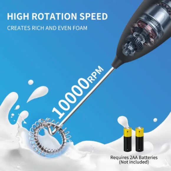 Powerful 10000 RPM Handheld Electric Milk Frother Drink Mixer Battery Operated - Picture 7 of 10